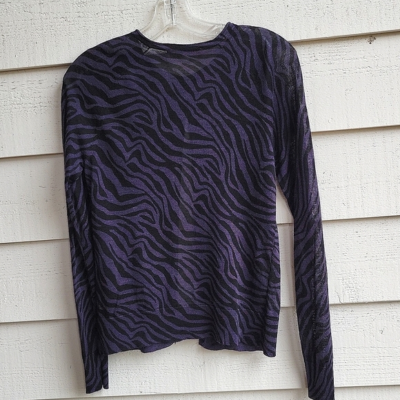 LOFT Black and Purple Animal Print Cardigan - Picture 2 of 5